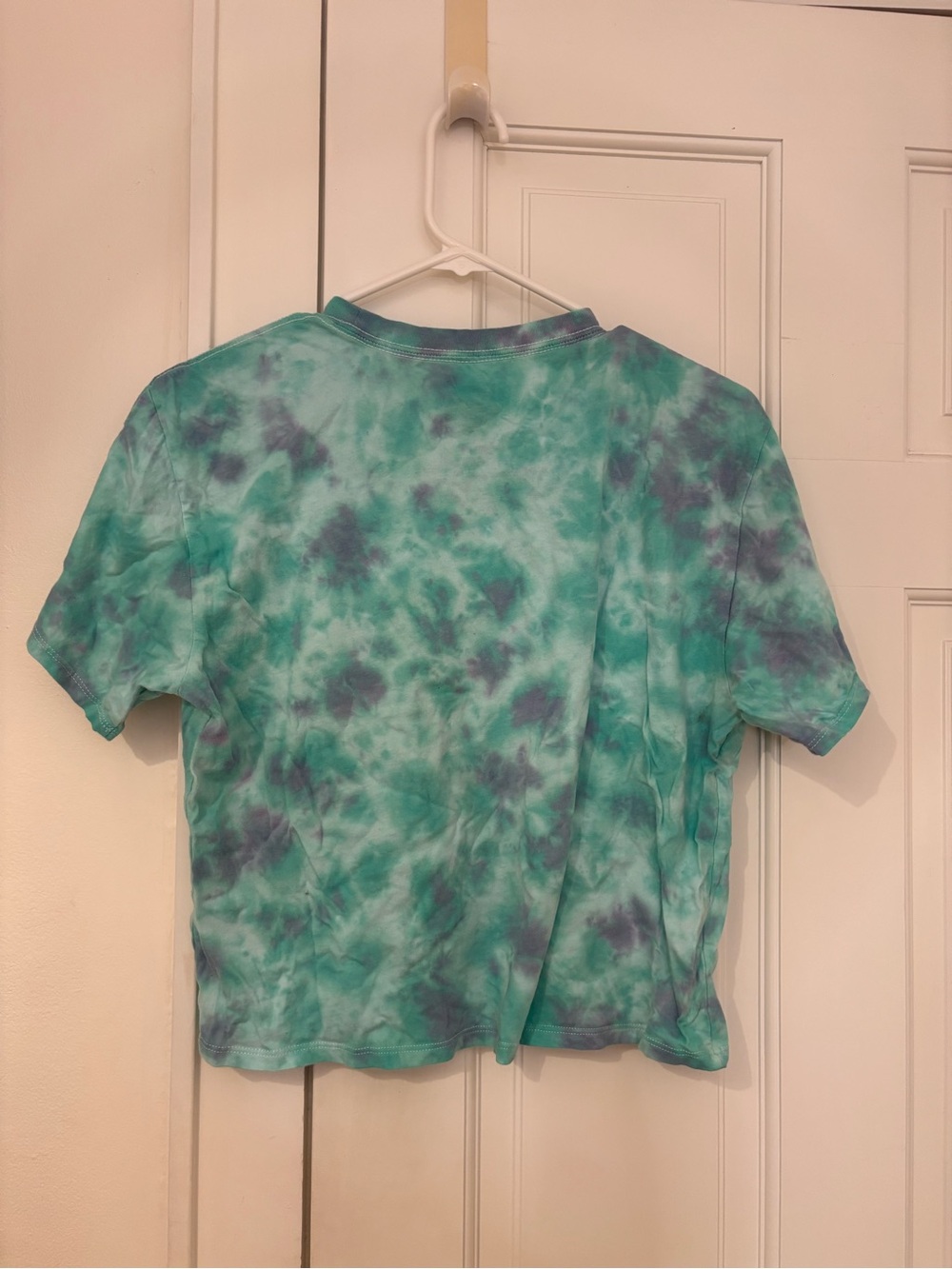 Smokey the Bear Tie-Dye Aqua & Purple Cropped Tee - Picture 2 of 4